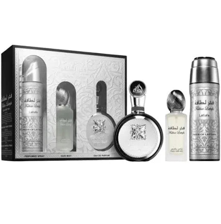 Set de Perfume Lattafa Silver Edition – 4 Piezas